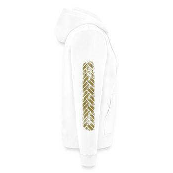 Goldenes Chevron-Vertikalchevron-Muster - Unisex Premium Bio Zip Hoodie - Weiß - Rechts - Thijin (182cm)