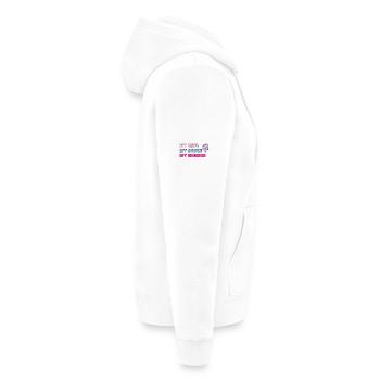 My body, my choice (Pink) - Unisex Premium Bio Zip Hoodie - Weiß - Rechts - Thijin (182cm)