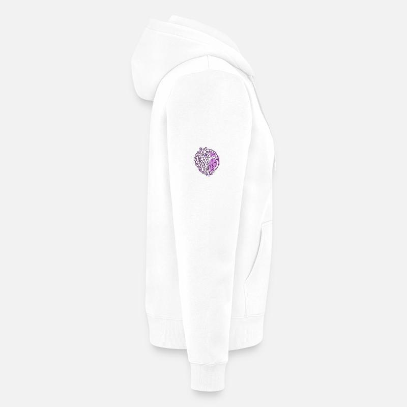Gehirn Schmetterlinge lila Epilepsie Bewusstsein - Unisex Premium Bio Zip Hoodie - Weiß