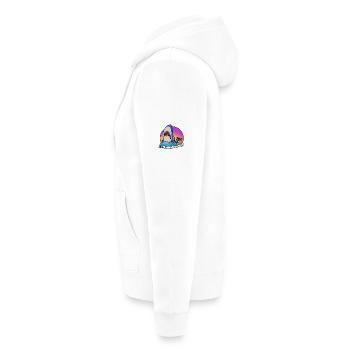 Shark surfer at sunset wave - Unisex Premium Organic Zip Hoodie - white - Left - Thijin (182cm)
