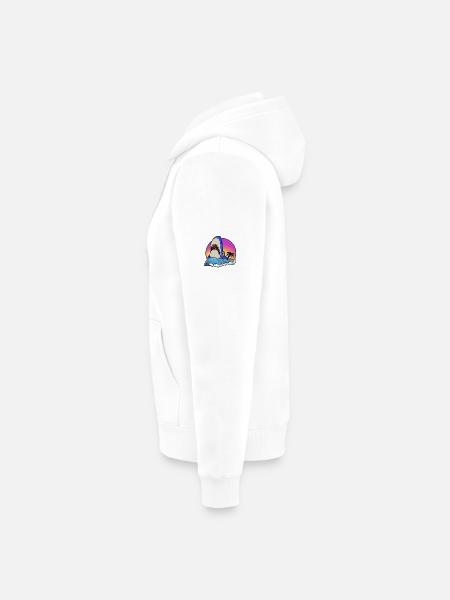 Shark surfer at sunset wave - Unisex Premium Organic Zip Hoodie - white