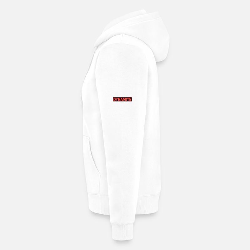 Dynamite affiche grunge rouge - Veste à capuche bio Premium Unisexe - blanc