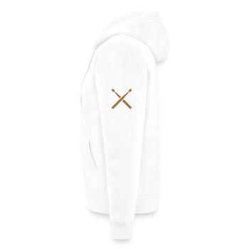 Kreuz-Trommelstöcke mit Trommelmuster - Unisex Premium Bio Zip Hoodie - Weiß - Links - Thijin (182cm)