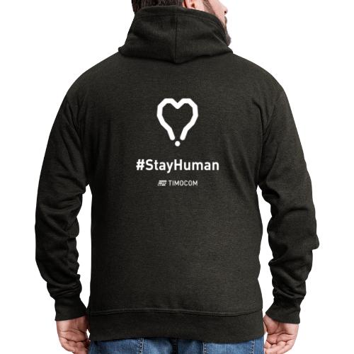 StayHuman white - Rozpinana bluza męska z kapturem Premium