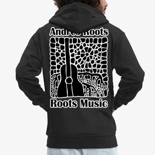 'Roots Music' album cover T-shirt, black & white - Men's Premium Hooded Jacket