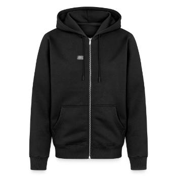 Muay Thai Script - Unisex Premium Organic Zip Hoodie - black - Front - Nico (187cm) & Julia (174cm)