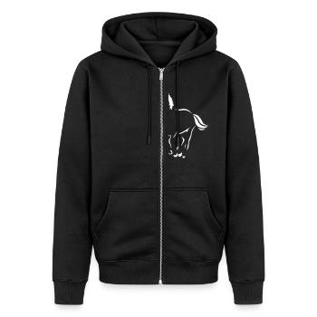 art-cadre d'équitation Horse Art Pony - Veste à capuche bio Premium Unisexe - noir - Devant - Nico (187cm) & Julia (174cm)