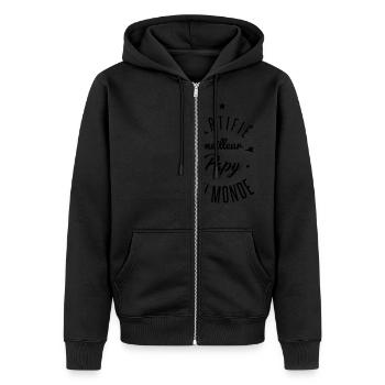 certifié meilleur papy - Veste à capuche bio Premium Unisexe - noir - Devant - Nico (187cm) & Julia (174cm)
