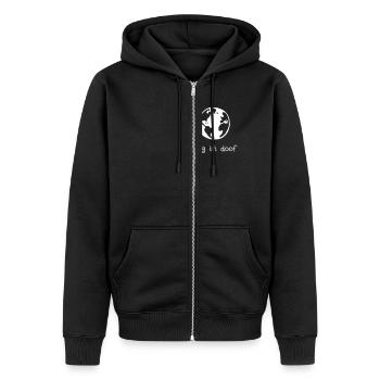 Krieg ist doof - Unisex Premium Bio Zip Hoodie - Schwarz - Vorne - Nico (187cm) & Julia (174cm)