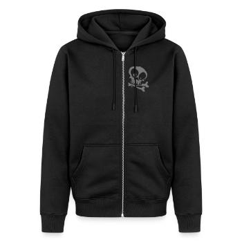 bone - Unisex Premium Bio Zip Hoodie - Schwarz - Vorne - Nico (187cm) & Julia (174cm)