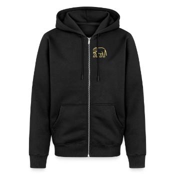 Elefant - Unisex Premium Bio Zip Hoodie - Schwarz - Vorne - Nico (187cm) & Julia (174cm)