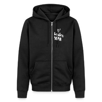 Bester Papa - Unisex Premium Bio Zip Hoodie - Schwarz - Vorne - Nico (187cm) & Julia (174cm)