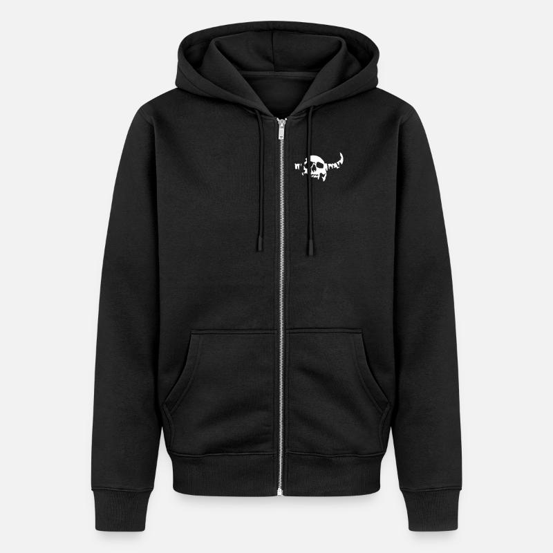devil_skull_042013_a_1c - Unisex Premium Organic Zip Hoodie - black