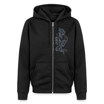skull and roses es123 - Unisex Premium Bio Zip Hoodie - Schwarz - Vorne - Nico (187cm) & Julia (174cm)
