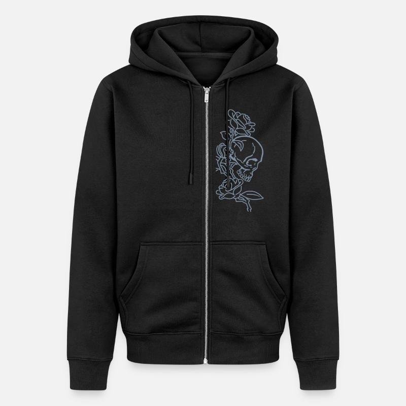 crâne et roses es123 - Veste à capuche bio Premium Unisexe - noir