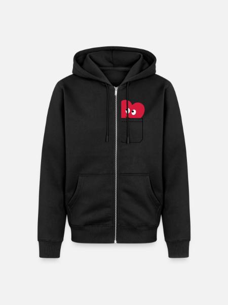 heart in pocket - Unisex Premium Organic Zip Hoodie - black