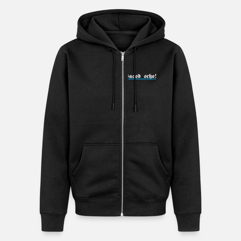 Bassd scho, 2fb - Unisex Premium Bio Zip Hoodie - Schwarz