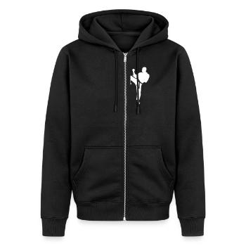 Sport frei - Unisex Premium Bio Zip Hoodie - Schwarz - Vorne - Nico (187cm) & Julia (174cm)