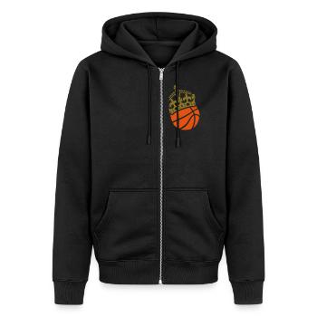 Basketball Krone Crown Couronne - Unisex Premium Bio Zip Hoodie - Schwarz - Vorne - Nico (187cm) & Julia (174cm)