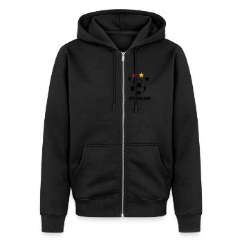 4 Sterne Weltmeister Deutschland 2014 - Unisex Premium Bio Zip Hoodie - Schwarz - Vorne - Nico (187cm) & Julia (174cm)