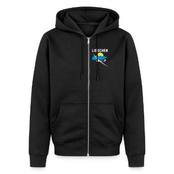 Cocktailglas mit Segelflieger Segelflugzeug - Unisex Premium Bio Zip Hoodie - Schwarz - Vorne - Nico (187cm) & Julia (174cm)