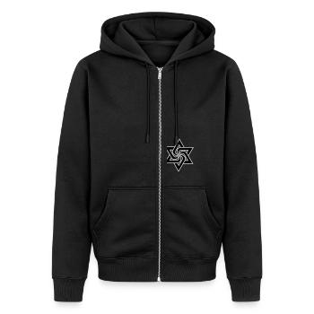 Rael Star (Symbol/Sign) 2c - Unisex Premium Organic Zip Hoodie - black - Front - Nico (187cm) & Julia (174cm)