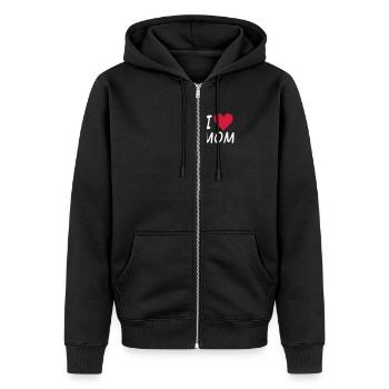Mama Baby Geschenk zum Muttertag zur Geburt - Unisex Premium Bio Zip Hoodie - Schwarz - Vorne - Nico (187cm) & Julia (174cm)