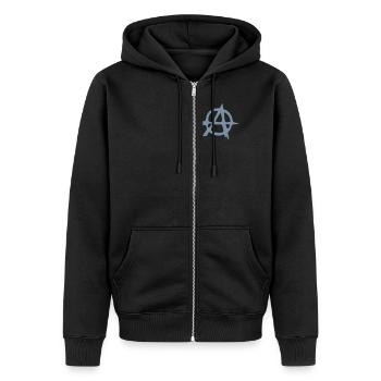 anarchie - Veste à capuche bio Premium Unisexe - noir - Devant - Nico (187cm) & Julia (174cm)