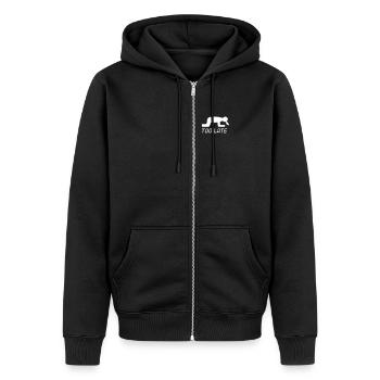 Alcool party chat cadeau pour les fêtards - Veste à capuche bio Premium Unisexe - noir - Devant - Nico (187cm) & Julia (174cm)