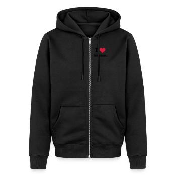 I love (heart) Ilmenau - Unisex Premium Bio Zip Hoodie - Schwarz - Vorne - Nico (187cm) & Julia (174cm)