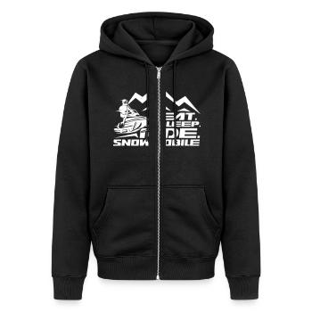 Eat Sleep Ride Snowmobile - Unisex Premium Bio Zip Hoodie - Schwarz - Vorne - Nico (187cm) & Julia (174cm)