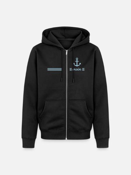 Norddeutscher Gruß "moin" mit Anker - maritim - Unisex Premium Bio Zip Hoodie - Schwarz