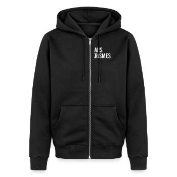 Herr LARS KRISMAS - Unisex Premium Bio Zip Hoodie - Schwarz - Vorne - Nico (187cm) & Julia (174cm)