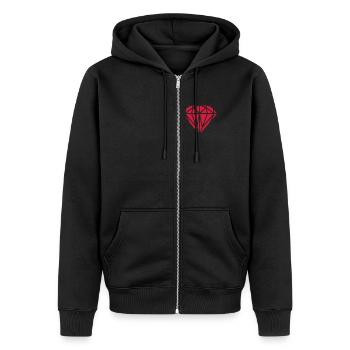 Diamant - Unisex Premium Organic Zip Hoodie - black - Front - Nico (187cm) & Julia (174cm)