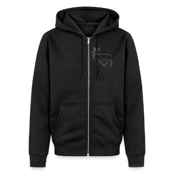 caribou - rentier - ren - weihnachten - Unisex Premium Bio Zip Hoodie - Schwarz - Vorne - Nico (187cm) & Julia (174cm)