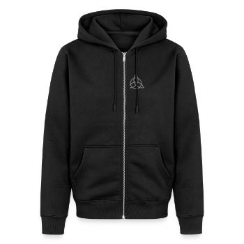 Triquetra - Unisex Premium Bio Zip Hoodie - Schwarz - Vorne - Nico (187cm) & Julia (174cm)