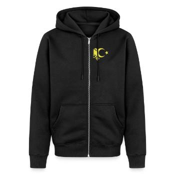 albanien_turkey_eagle.svg - Unisex Premium Bio Zip Hoodie - Schwarz - Vorne - Nico (187cm) & Julia (174cm)