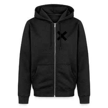 X - Veste à capuche bio Premium Unisexe - noir - Devant - Nico (187cm) & Julia (174cm)