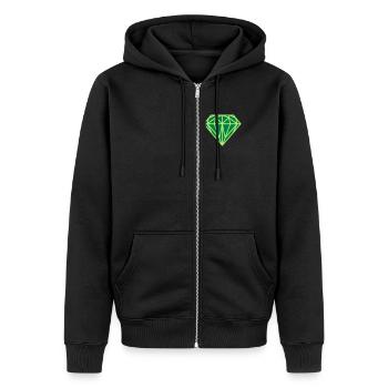 Diamant - Unisex Premium Bio Zip Hoodie - Schwarz - Vorne - Nico (187cm) & Julia (174cm)