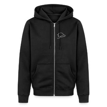 Cowboyhut - Unisex Premium Bio Zip Hoodie - Schwarz - Vorne - Nico (187cm) & Julia (174cm)