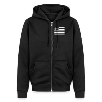 Drapeau Breton - Veste à capuche bio Premium Unisexe - noir - Devant - Nico (187cm) & Julia (174cm)