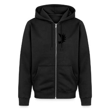 Ostpreußen Elchschaufel - Unisex Premium Bio Zip Hoodie - Schwarz - Vorne - Nico (187cm) & Julia (174cm)