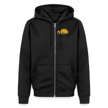 1 colors - Hot Rod Oldtimer Custom Cars Automobil - Unisex Premium Organic Zip Hoodie - black - Front - Nico (187cm) & Julia (174cm)