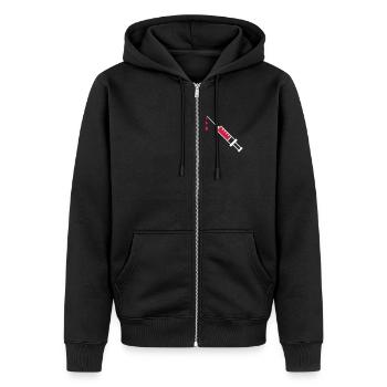 Syringe blood - Unisex Premium Organic Zip Hoodie - black - Front - Nico (187cm) & Julia (174cm)