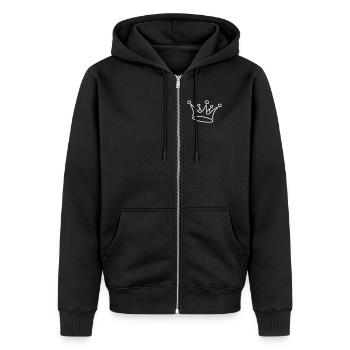 crown gold - Unisex Premium Bio Zip Hoodie - Schwarz - Vorne - Nico (187cm) & Julia (174cm)