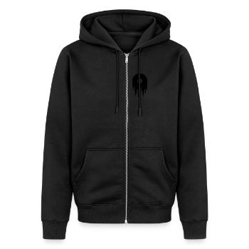 Vinyl schmelzend DJ Schallplatte platte record - Unisex Premium Bio Zip Hoodie - Schwarz - Vorne - Nico (187cm) & Julia (174cm)