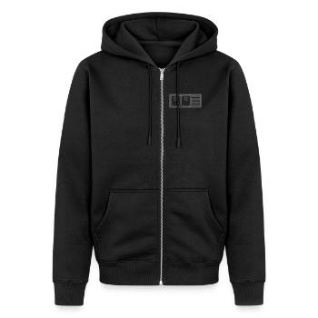 Doppelwaschbecken_av6 - Unisex Premium Bio Zip Hoodie - Schwarz - Vorne - Nico (187cm) & Julia (174cm)
