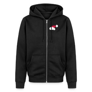 Noël - Père Noël - Papa - Veste à capuche bio Premium Unisexe - noir - Devant - Nico (187cm) & Julia (174cm)