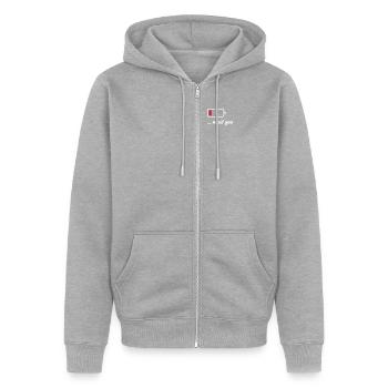 Low Battery Need You White - Unisex Premium Organic Zip Hoodie - heather grey - Front - Nico (187cm) & Julia (174cm)