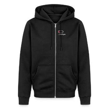 Low Battery Need You Weiß - Unisex Premium Bio Zip Hoodie - Schwarz - Vorne - Nico (187cm) & Julia (174cm)